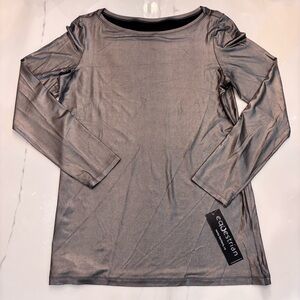 NWT Pewter Metallic Top by Equestrian Santa Barbara, size L